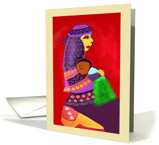 Happy Mother's Day Mother Lovingly Holding Baby Ethnic Artwork card