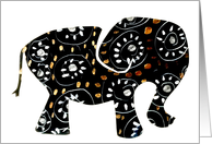 Ethnic Elephant Henna Designs Black Gold Look and White card