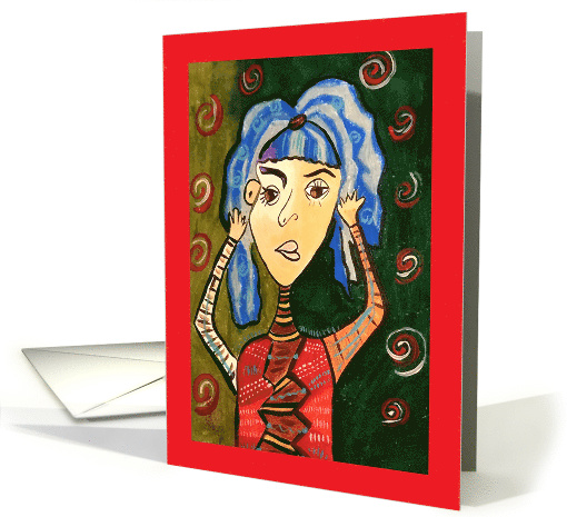 Girl Touching her Hair Blank any Occasion card (1660160)