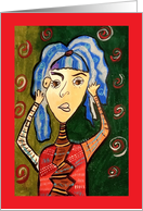 Girl Touching her Hair Blank any Occasion card