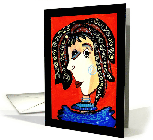 Happy Birthday Mom Woman with Curly Dark Hair Abstract card (1660168)