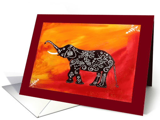 White Henna Design on a Black Elephant card (1663930)