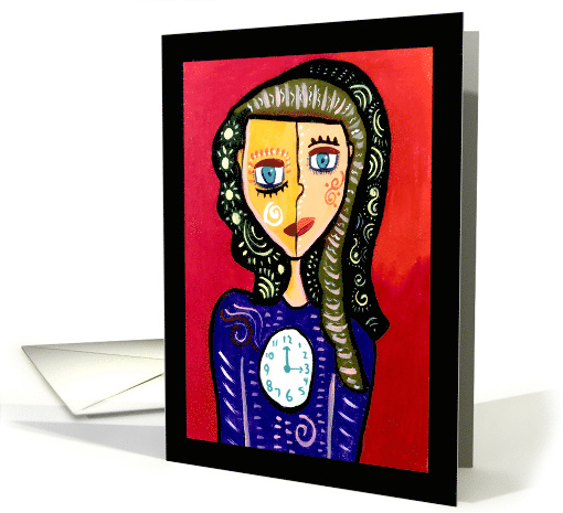 Abstract Girl with Clock Blank Any Occasion card (1663942)