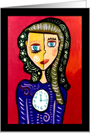 Abstract Girl with Clock Blank Any Occasion card