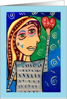 Abstract Girl Holding a Heart Blank Any Occassion card