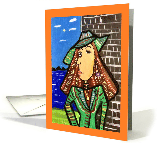 Sophisticated Abstract Woman with a Hat Blank Any Occasion card