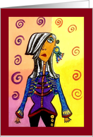 Abstract Older Lady with Silver Gray hair Blank Any Occasion card
