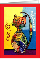 Large Cat Cubism Blank Any Occasion card