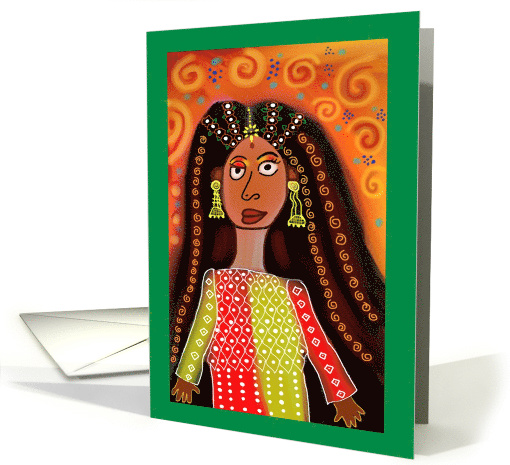 Indian Woman with Long Hair Blank Any Occasion card (1688112)