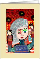 Grey Haired Woman With Design Shirt Blank Any Occasion card