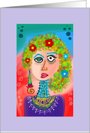 Lady With Flower On Her Hair Blank Any Occasion card
