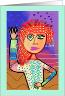 Red Haired Lady Dancing Blank Any Occasion card