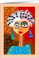 Wide Eyed White Haired Lady Blank Any Occasion card