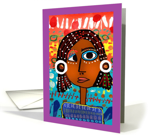 African American Girl With Short Hair Blank Any Occasion card