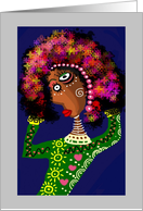 African American Girl With Flowery Hair Blank Any Occasion card