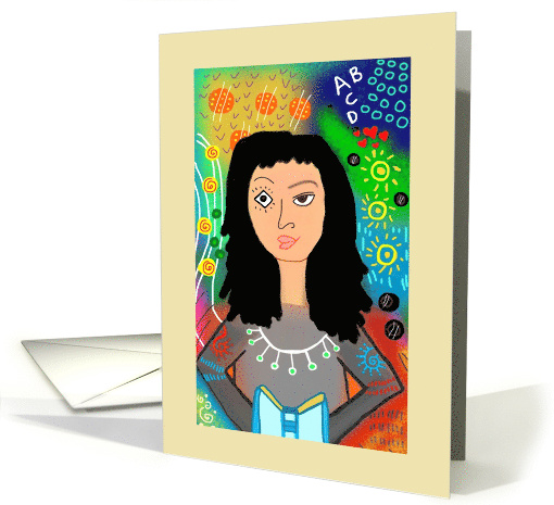 Asian American Teacher With A Book Blank Any Occasion card (1691036)