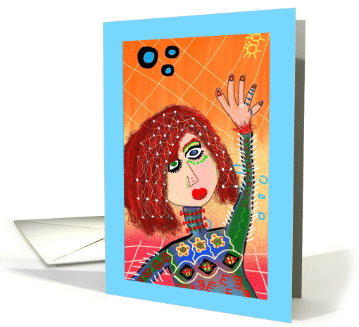 Abstract Girl With Sparkly Red Hair Blank Any Occasion card (1691044)