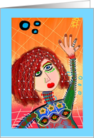 Abstract Girl With Sparkly Red Hair Blank Any Occasion card