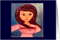 Afghan girl in pink card