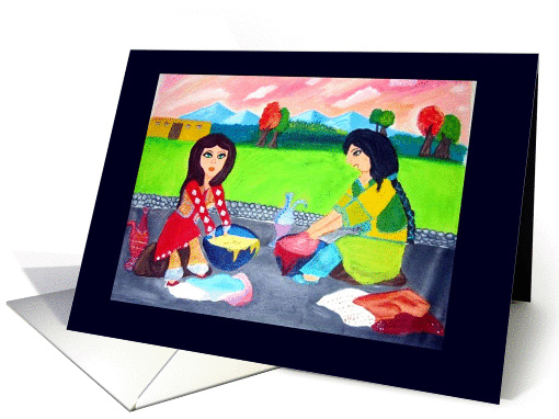 Afghan mom and her daughter card (981257)