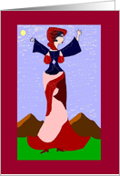 Afghan Woman twirling card