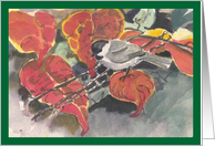 Chickadee in Red Leaves card