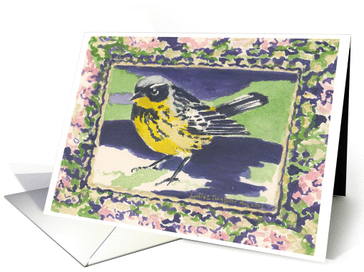 Magnolia Warbler among the flowers card (744185)