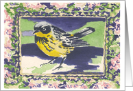 Magnolia Warbler among the flowers card