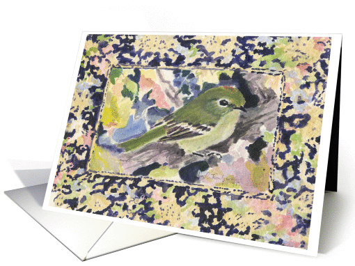 Ruby-crowned Kinglet in the leaves card (744190)