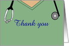 Thank you. Happy Nurses Day! Green Scrubs & Stethoscope card