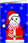 Santa Claus Snowman in Candy Cane Striped Scarf card