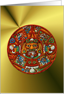 Maya/Aztec Calendar, Closeup of Guy-in-the-middle, Colorful Blank card