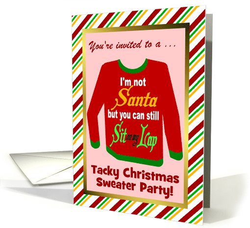 Tacky Christmas Sweater Party Invitation: red, green &... (1011011)