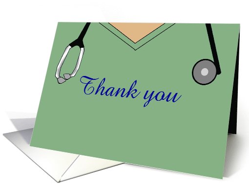 Thank you. Happy Nurses Day! Green Scrubs & Stethoscope card (1033459)