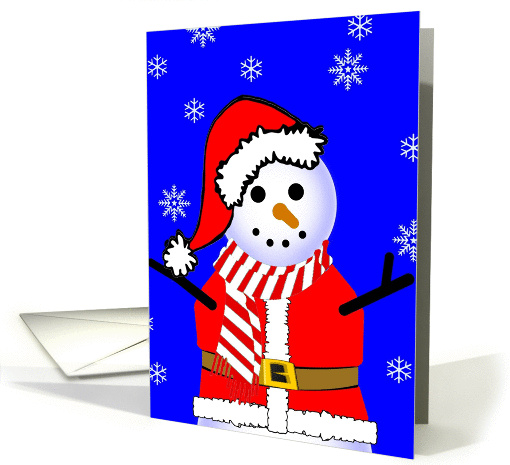 Santa Claus Snowman in Candy Cane Striped Scarf card (737180)