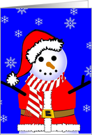 Santa Claus Snowman in Candy Cane Striped Scarf card