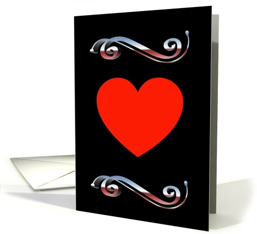 Be My Valentine! Red Valentine Heart with Silver Swirls card (753734)
