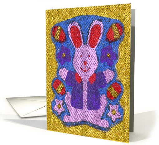 Pink Easter Bunny Mosaic. (Happy Easter) card (784871)