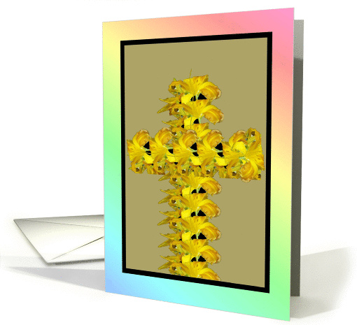 Yellow Day Lilly Flower Cross. (Blessed Easter) card (784903)