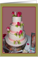 Rose Garnered Wedding Cake. (Be My Bridesmaid and Then We’ll Have Cake!) card