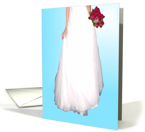 Bridal Gown, Rose Bouquet, Blue Scheme. (Be My Bridesmaid?) card