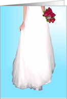 Bridal Gown, Rose Bouquet, Blue Scheme. (Be My Bridesmaid?) card
