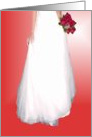 Bridal Gown, Rose Bouquet, Crimson Scheme. (Be My Bridesmaid?) card