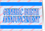 Generic Birth Announcement. card