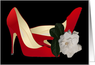 Work Wife. Mother’s Day. Kick your shoes off. Red high heels. Gardenia. card