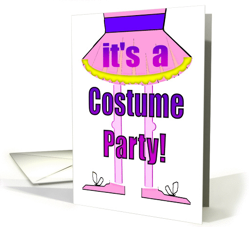 Costume Party Invitation. Cartoon Ballerina in a Pink Tutu. card
