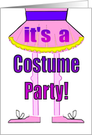 Costume Party Invitation. Cartoon Ballerina in a Pink Tutu. card