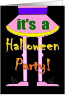Halloween Party Invitation. Cartoon Ballerina in a Pink Tutu. card