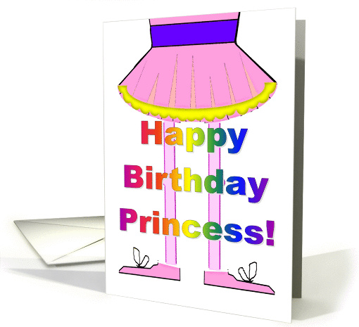 Happy Birthday Princess. Cartoon Ballerina in a Pink Tutu. card