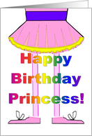 Happy Birthday Princess. Cartoon Ballerina in a Pink Tutu. card